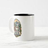 Java Ochtendkoffie Vintage Tweekleurige Mok (Voorkant links)
