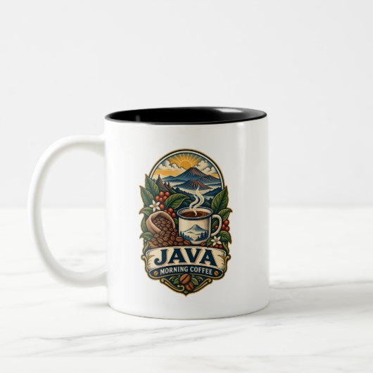 Java Ochtendkoffie Vintage Tweekleurige Mok (Links)