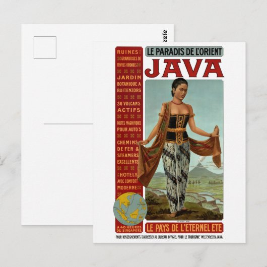 Java Oude Reisposter Gerestaureerd Briefkaart (Voorkant / Achterkant)