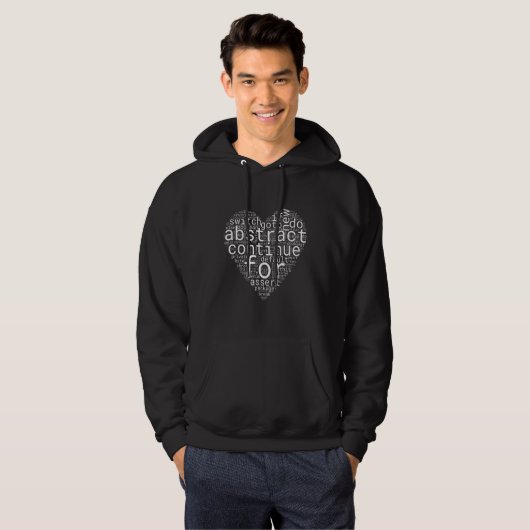 Java Programming Language-trefwoorden in het hart Hoodie (Voorkant volledig)