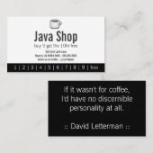 Java Shop Drink Punch Card Klantenkaartje (Voorkant / Achterkant)