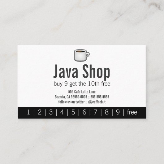 Java Shop Drink Punch Card Klantenkaartje (Voorkant)