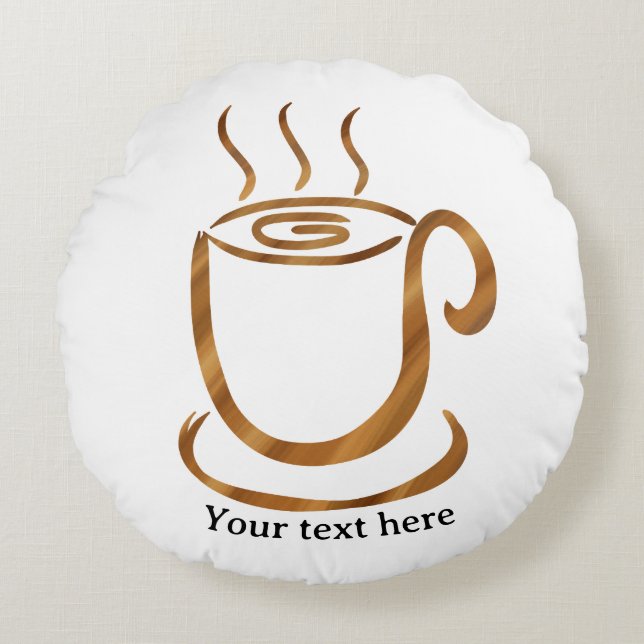 Java Stoom Cup | Houten Gebogen Koffie & Thee Rond Kussen (Voorkant)