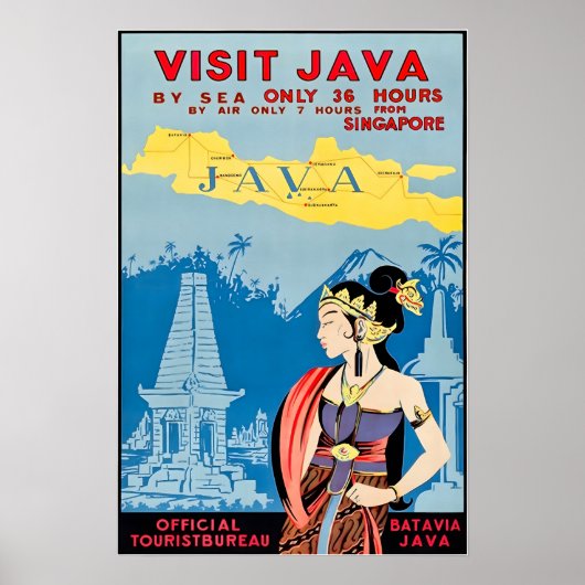 Java Travel Poster Indonesia Art Tourism Print (Voorkant)