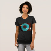Java Vibes: Koffiebonen en Cyan Blue Bowl Art T-shirt (Voorkant volledig)