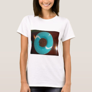 Java Vibes: Koffiebonen en Cyan Blue Bowl Art T-shirt