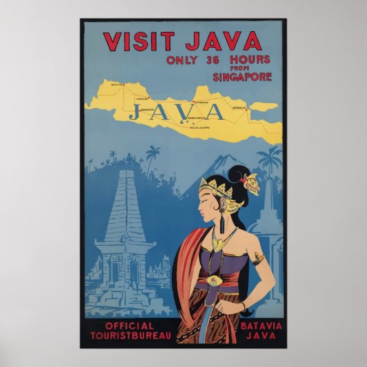 Java Vintage Travel Poster (Voorkant)