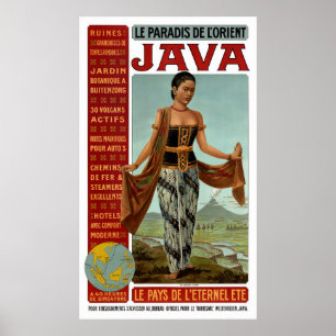 Java Vintage Travel Poster teruggezet