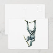 Javaanse Gibbon Hangende Kunststicker - WayanGalle Briefkaart (Voorkant / Achterkant)