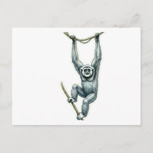 Javaanse Gibbon Hangende Kunststicker - WayanGalle Briefkaart