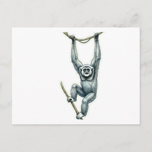 Javaanse Gibbon Hangende Kunststicker - WayanGalle Briefkaart (Voorkant)