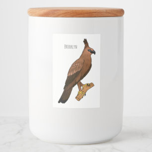 Javaanse havikarend vogel cartoon illustratie voedselcontainer etiket