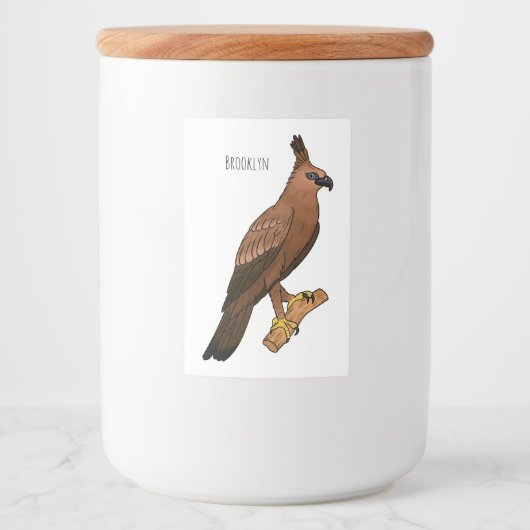 Javaanse havikarend vogel cartoon illustratie voedselcontainer etiket (Voorkant)