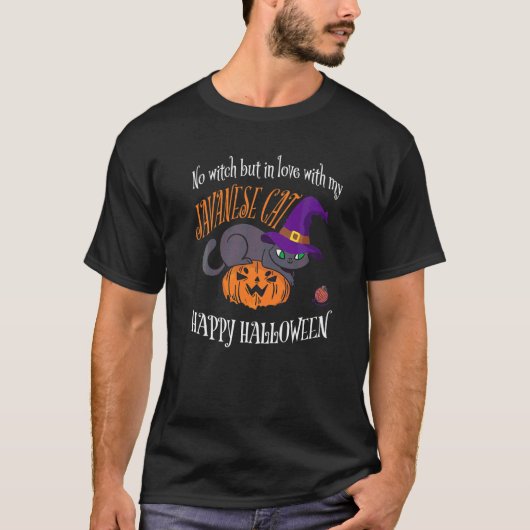 Javaanse Kat Kat geen Heks Halloween T-shirt (Voorkant)