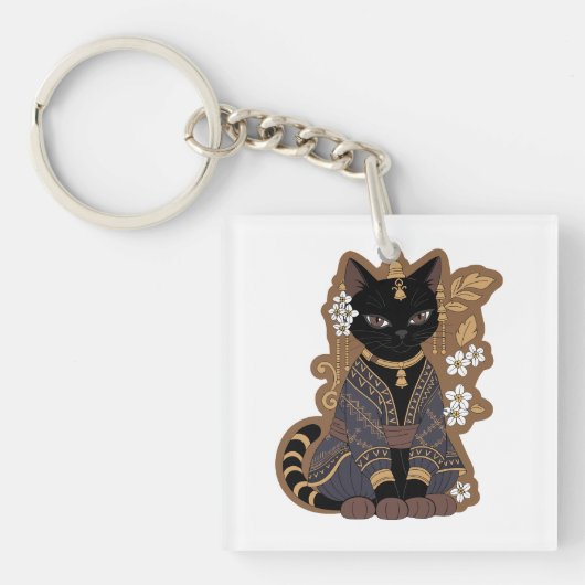 Javaanse kattenkunst sleutelhanger (voorkant)