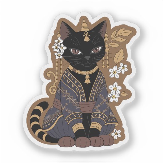 Javaanse kattenkunst sticker (Voorkant)