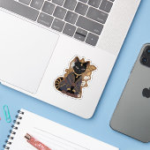 Javaanse kattenkunst  sticker (Laptop met iPhone)