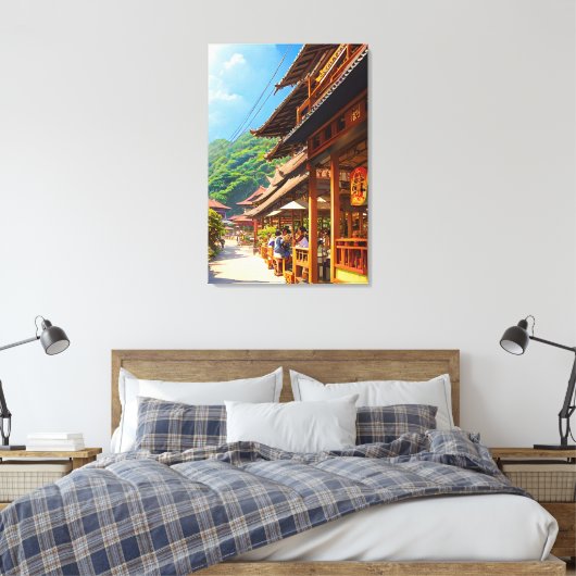 Javaanse koffiehuis canvas afdruk (Insitu (Slaapkamer))