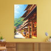 Javaanse koffiehuis canvas afdruk (Insitu (Woonkamer))