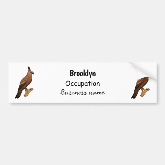 Javan hawk eagle bird cartoon bumpersticker (Voorkant)