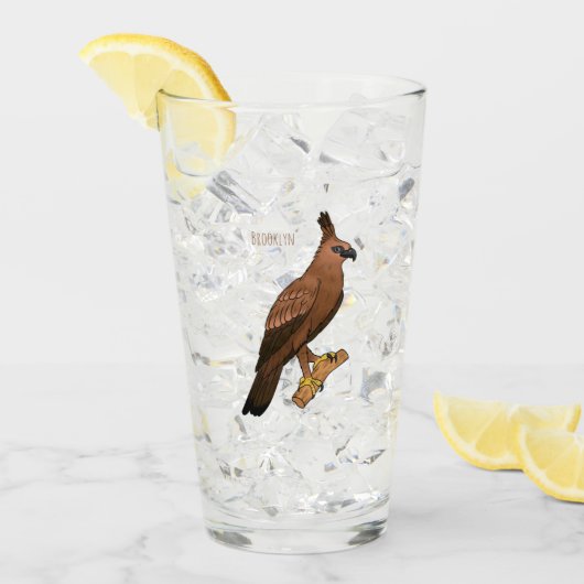 Javan hawk eagle bird cartoon glas (Voorkant ijs)