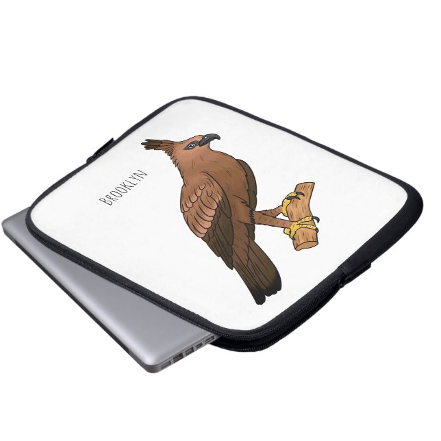 Javan hawk eagle bird cartoon laptop sleeve (Voorkant onderkant)