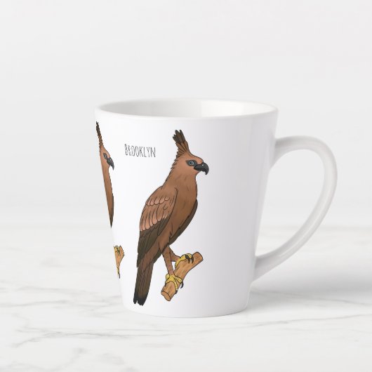 Javan hawk eagle bird cartoon latte mok (Rechts)