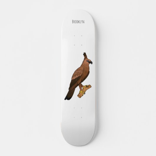 Javan hawk eagle bird cartoon persoonlijk skateboard (Voorkant)