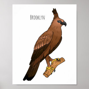 Javan hawk eagle bird cartoon poster