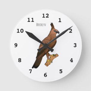Javan hawk eagle bird cartoon ronde klok