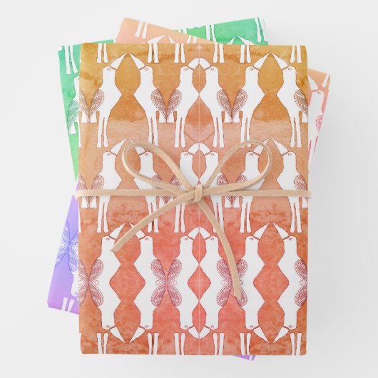 Javan Mina Vogel Verpakking Papier Flat Sheet Set  Inpakpapier Vel (In situ)