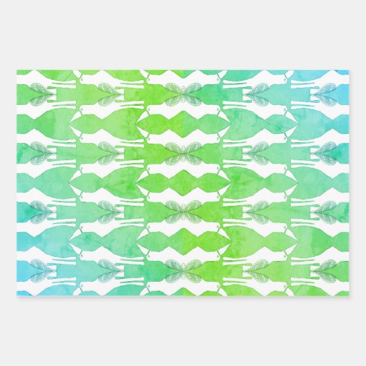 Javan Mina Vogelinpakpapier Set van 3 Inpakpapier Vel (Voorkant)