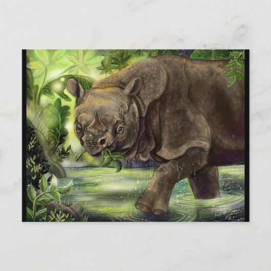 Javan Rhino Art Briefkaart (Voorkant)