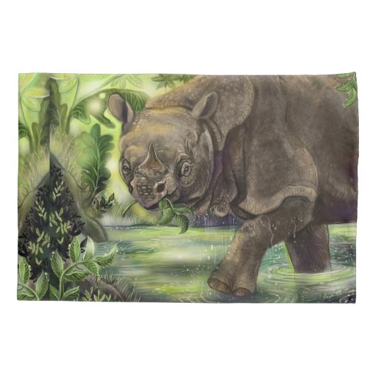 Javan Rhino Art Kussensloop (Achterkant)