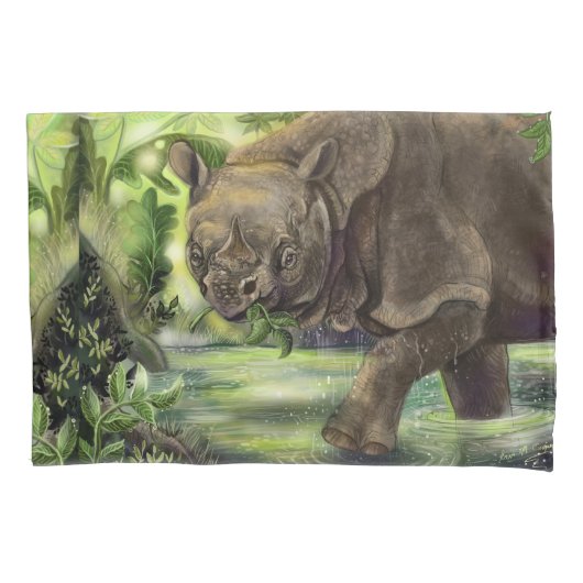 Javan Rhino Art Kussensloop (Voorkant)