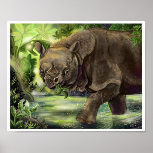 Javan Rhino Art Poster