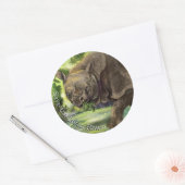 Javan Rhino Art Ronde Sticker (Envelop)