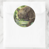 Javan Rhino Art Ronde Sticker (Tas)