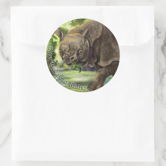 Javan Rhino Art Ronde Sticker (Tas)