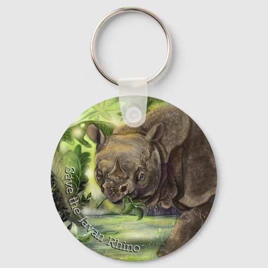 Javan Rhino Art Sleutelhanger (Voorkant)