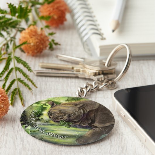 Javan Rhino Art Sleutelhanger (Zijkant)