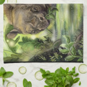 Javan Rhino Art Theedoek (Gevouwen)