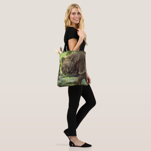 Javan Rhino Art Tote Bag (Op model)