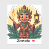 Javanese Puppet Sticker with Glowing Lantern (Vel)