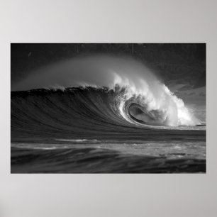Java's Epic Wave - Zwart-wit Surf Poster
