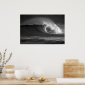 Java's Epic Wave - Zwart-wit Surf Poster (Keuken)