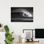 Java's Epic Wave - Zwart-wit Surf Poster (Thuiskantoor)
