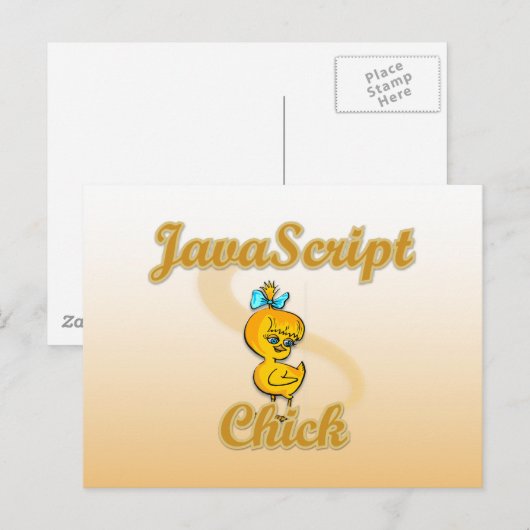 JavaScript Chick Briefkaart (Voorkant / Achterkant)