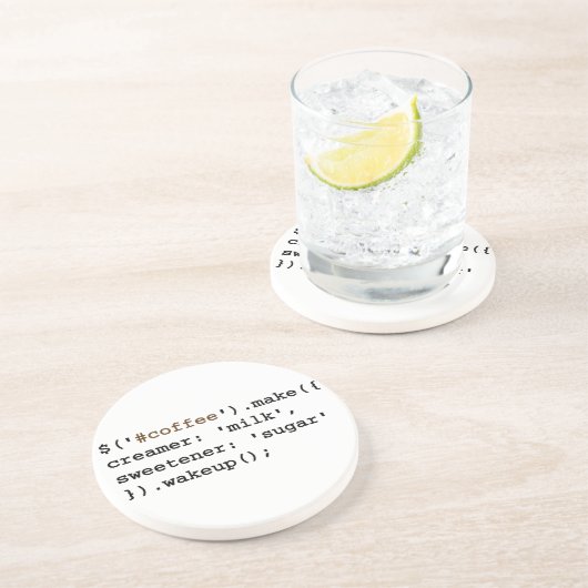 JavaScript-code voor geblonde en gezoete koffie Zandsteen Onderzetter (Zijkant)