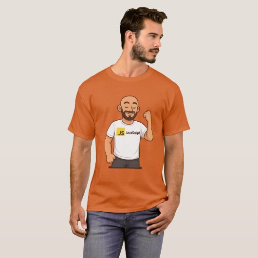 JavaScript Coder Power – White Tee T-shirt (Voorkant volledig)